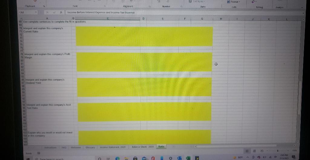 I just needed help trying to interpret and explain the company's current