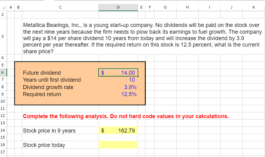 Excel formula B D EF G H K 2 3 Metallica Bearings,