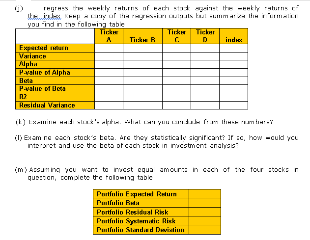 Giving the following table and using excel Date A B C D