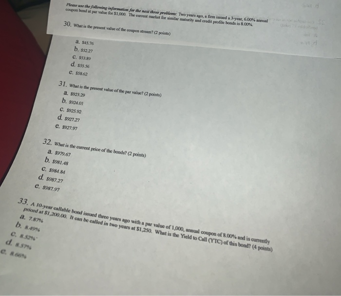  Please use the following form for the near three problems: Two