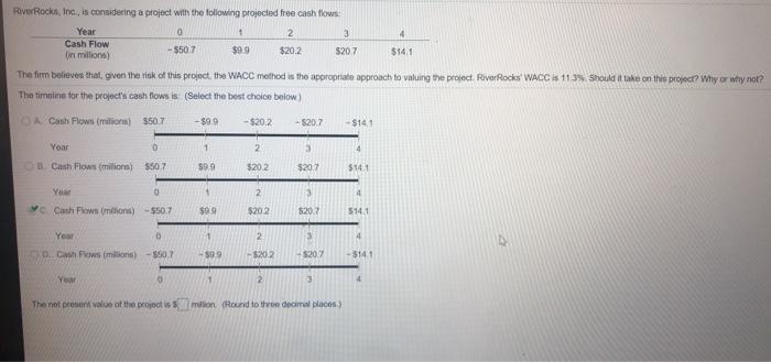  Year 4 River Rocks, Inc., is considering a project with the