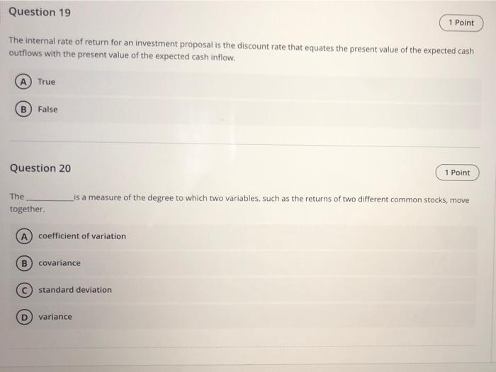 please urgent, it's a mid tirm Question 19 1 Point The internal
