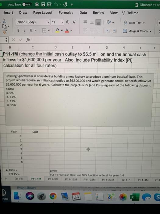  AutoSave Chapter 11 HW OFF ABES Draw Page Layout Formulas Insert