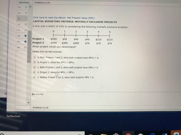  Questions Problem 11.10 13. O 14. O 15 Click here to