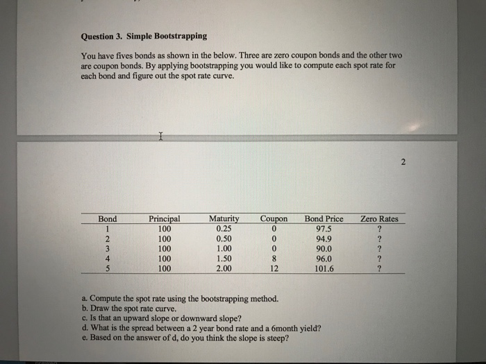 Can someone help with a? Question 3. Simple Bootstrapping You have fives