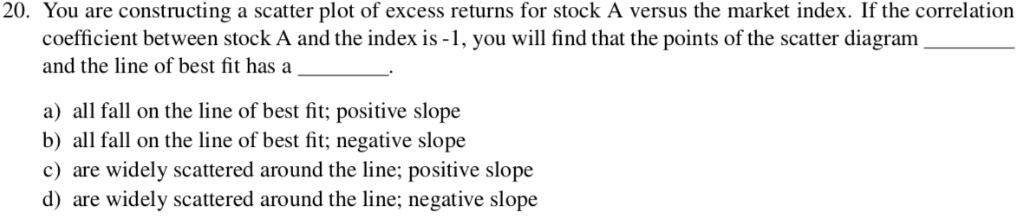 20. You are constructing a scatter plot of excess returns for