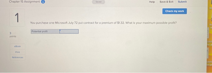  Chapter 15 Assignment Help Save & Exit Submit Check my work