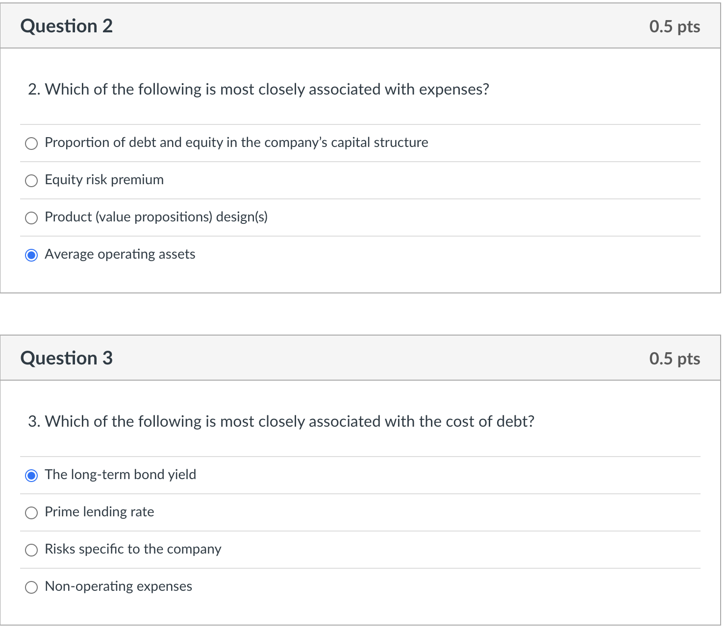 Please answer both questions. For question #2, I put Average operating