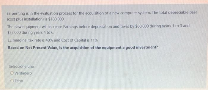  EE printing is in the evaluation process for the acquisition of