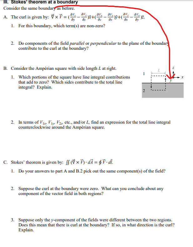  III. Stokes' theorem at a boundary Consider the same boundary as