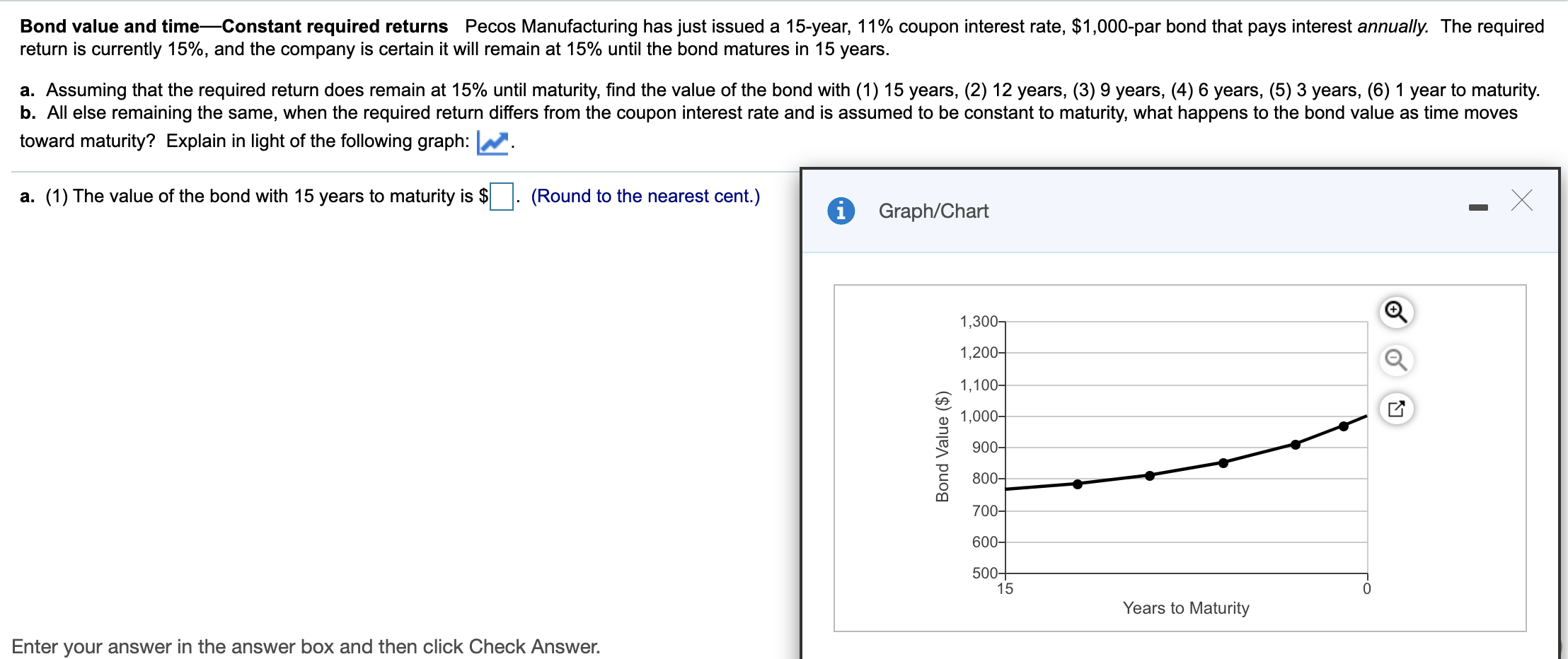 Bond value and timeConstant required returns Pecos Manufacturing has just issued