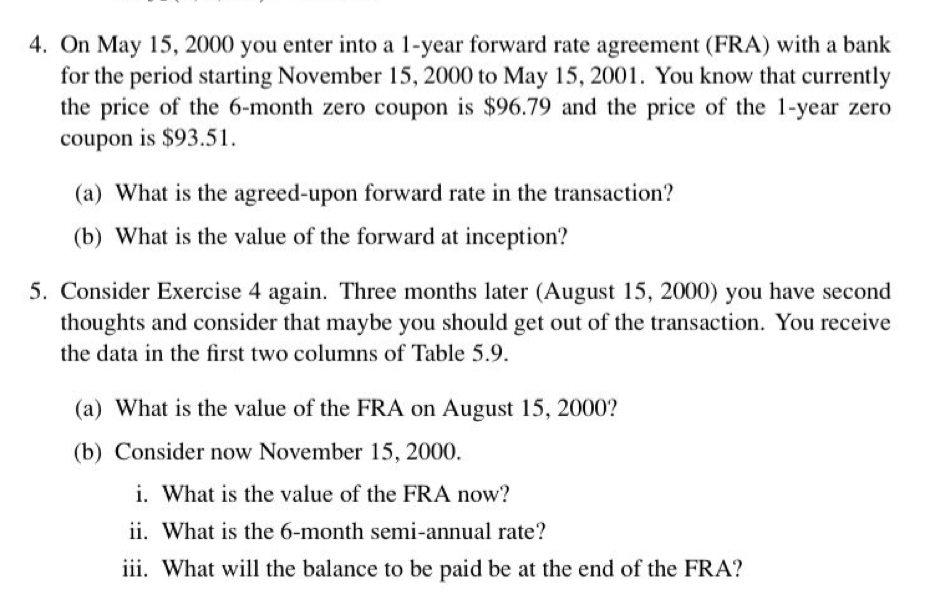 Please answer Question 5 (if you can using Excel, but if not,