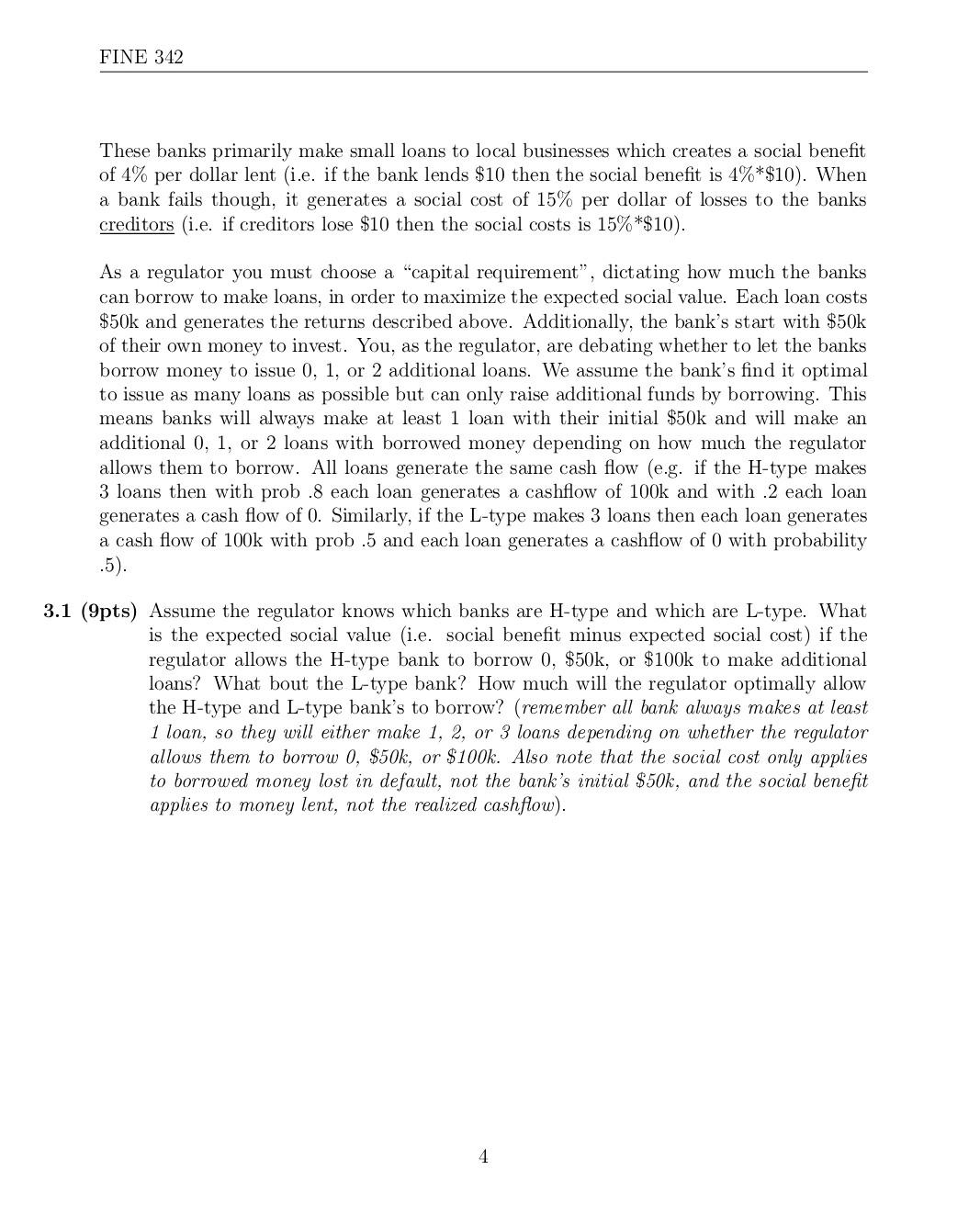 (probability 1/2) 5m -Recession (probability 1/2) lm -F has 2,000 bonds outstanding