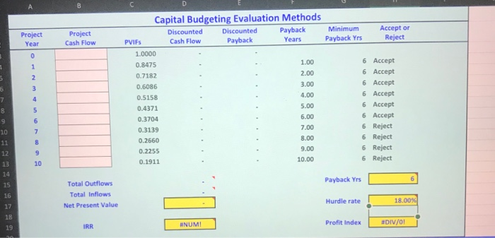 Payback methods. Identify if they are acceptable or should be rejected. Finally,