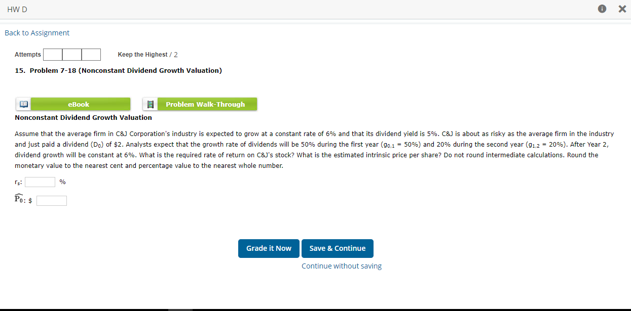HWD 0 x Back to Assignment Attempts Keep the Highest /