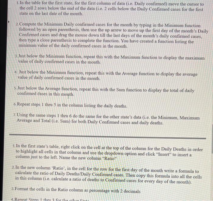  1. In the table for the first state, for the first