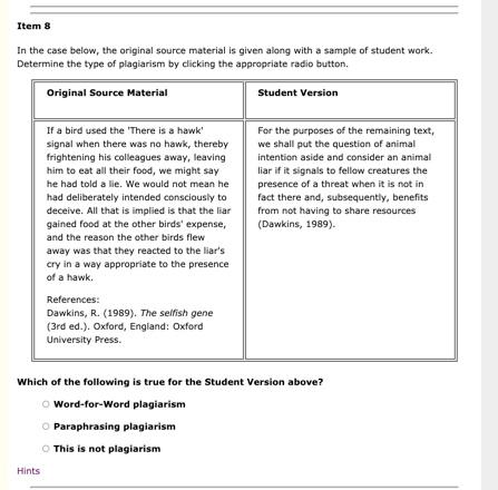  Item 8 In the case below, the original source material is