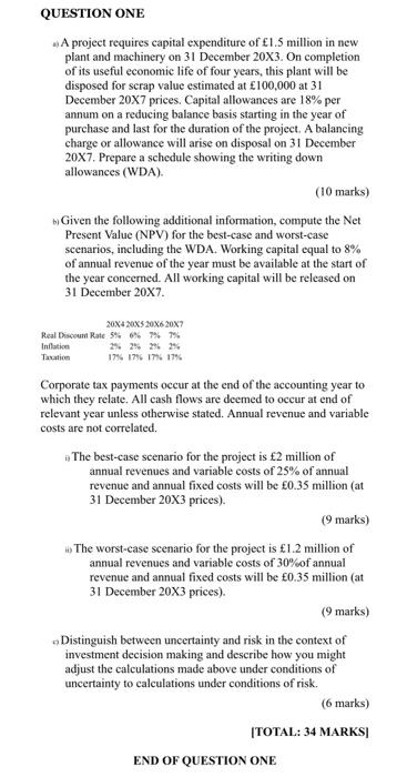  need help on question B QUESTION ONE A project requires capital