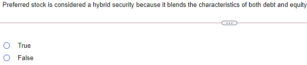  Preferred stock is considered a hybrid security because it blends the