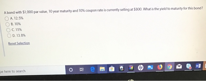 bond with par value of $10,000 and coupon rate of 6% is