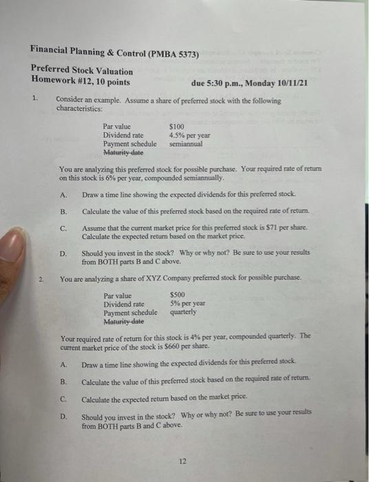 do not use excel to answer the following Financial Planning & Control