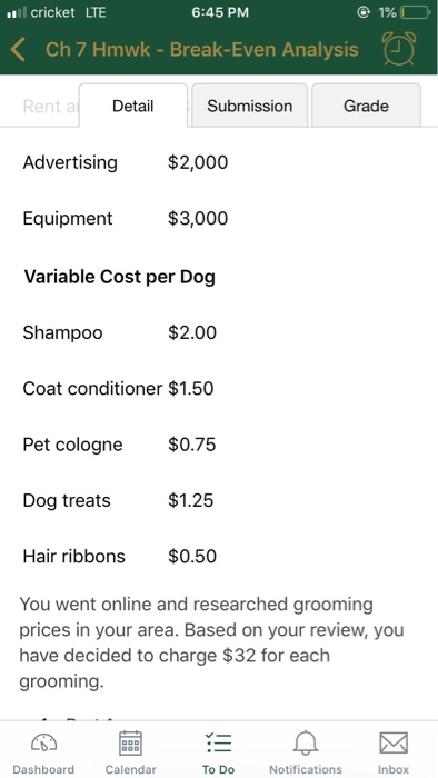 Break-Even Analysis Make s Submission Grade Detail answer Homework Exercise: For the