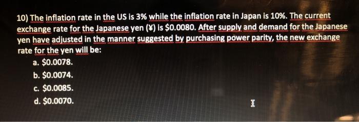  10) The inflation rate in the US is 3% while the