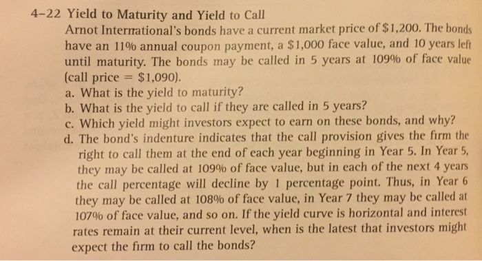  Please answer this question and show steps Thank you, 4-22 Yield