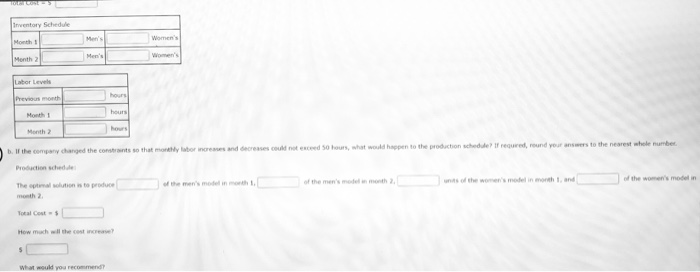 develop a production schedule indicating how many bicycles of each model should
