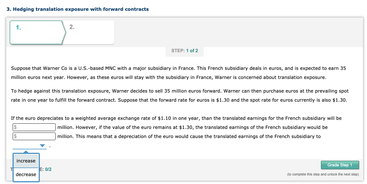  3. Hedging translation exposure with forward contracts 1. 2. STEP: 1