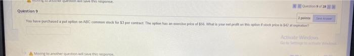  question waves response Question You have purchased a put option on