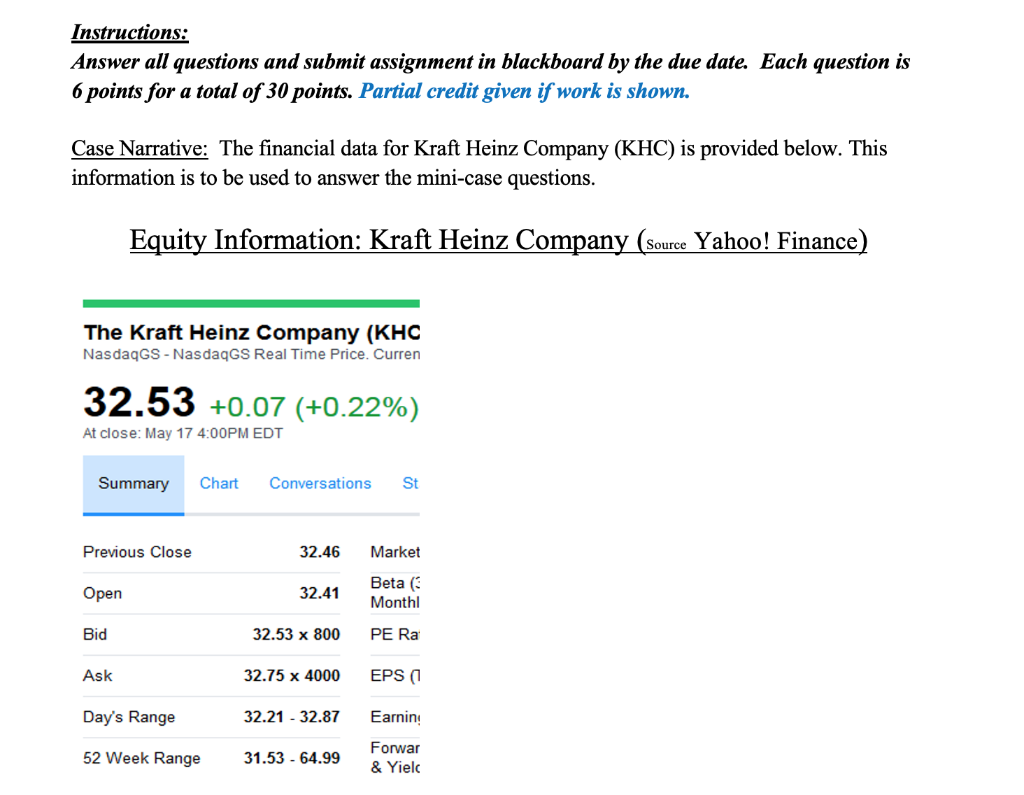 Instructions: Answer all questions and submit assignment in blackboard by the