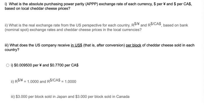 company, exports aged cheeses to Japan and Canada. In this problem, you'll