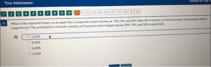  Your Submission: 11 What is the expected return on an asset