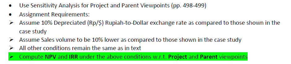  . Use Sensitivity Analysis for Project and Parent Viewpoints (pp. 498-499)