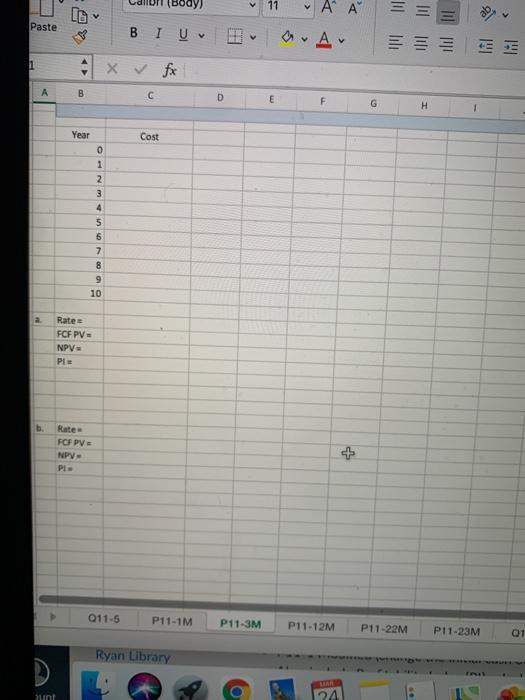 $200,000 and the net cash inflows to $36,000) 1. Parts a and