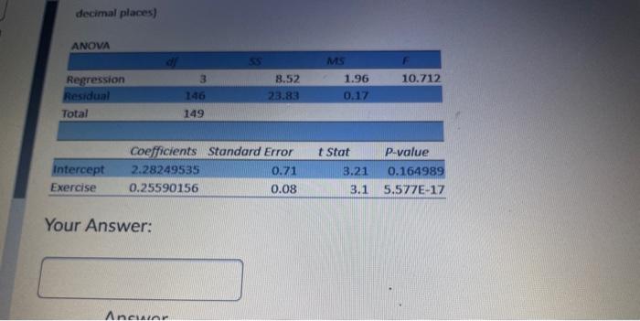 standard error of the regression model (Round your answer to 2 8.52