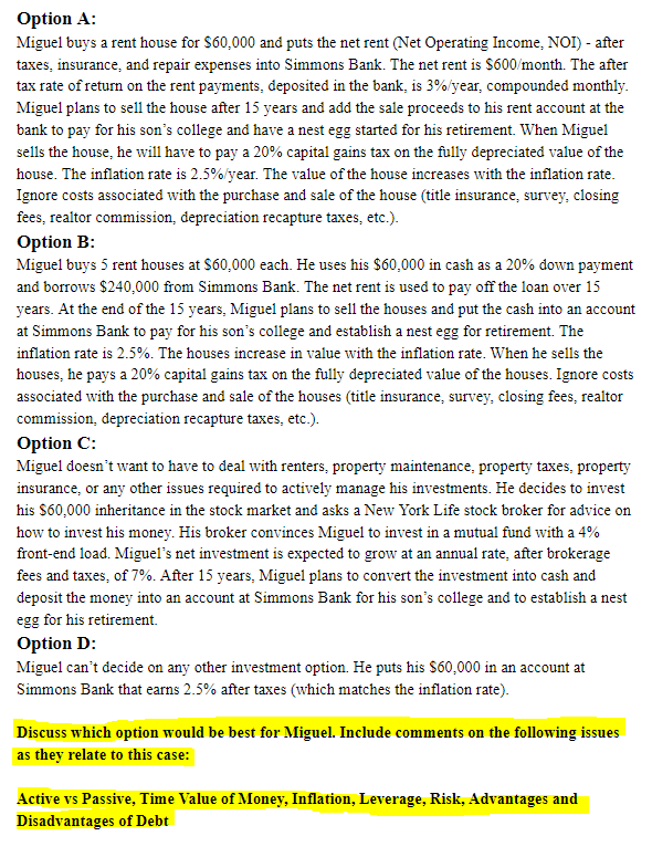 Discussion regarding Finance case exercise. I've don the procedures for all the