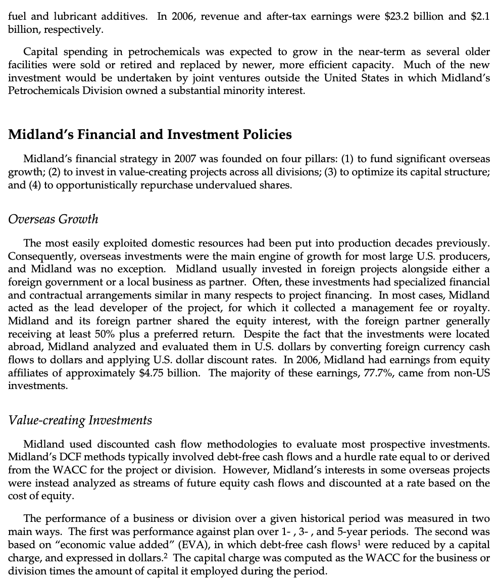 debt (for both Midland and its divisions) is zero. A marginal corporate