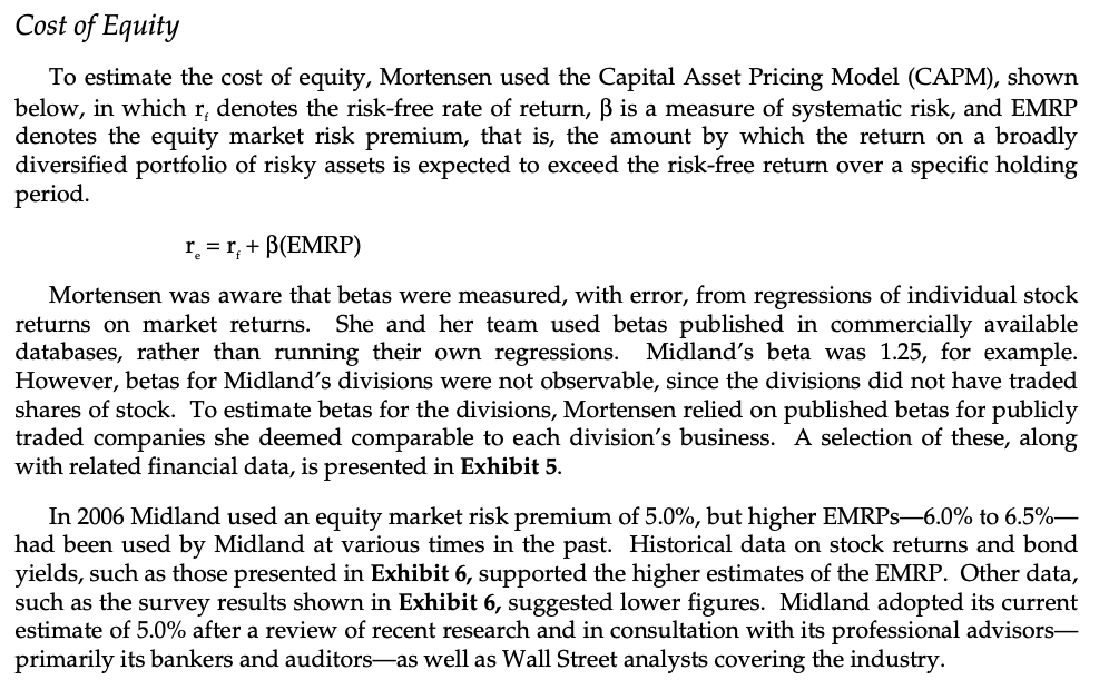 of Midland (as a whole). b) Compute the WACC (with taxes) for