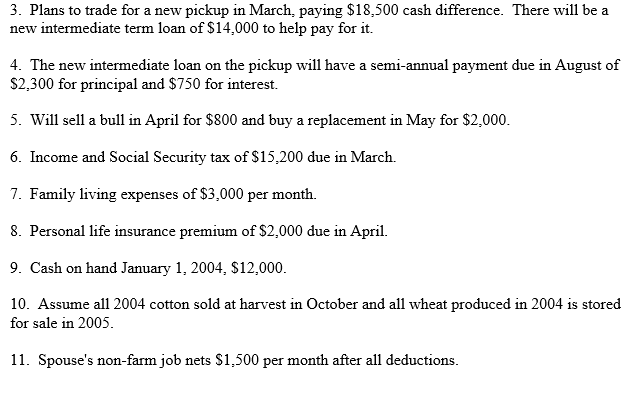 flow budget for 2004. The following information should be all that is