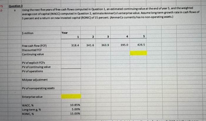  TS 0 a Question 3 Using the next five years of