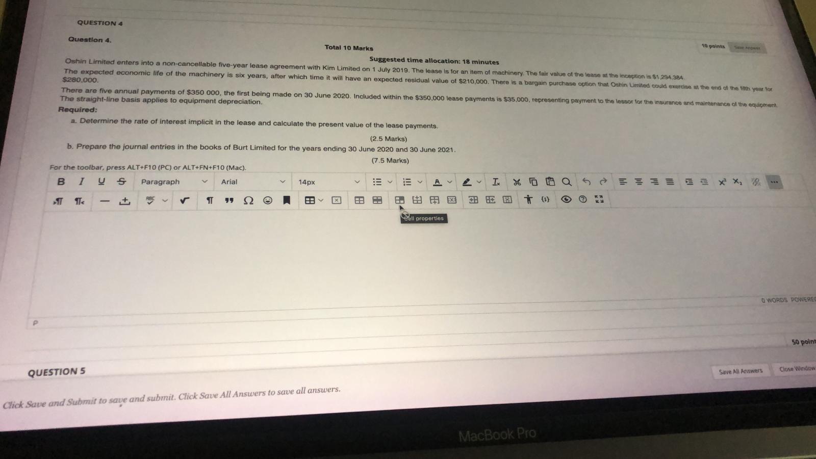 QUESTION 4 Question 4. Total 10 Marks 10 points Suggested time
