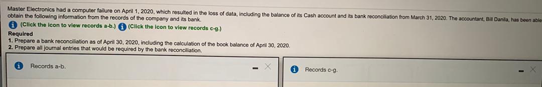  Master Electronics had a computer failure on April 1, 2020, which