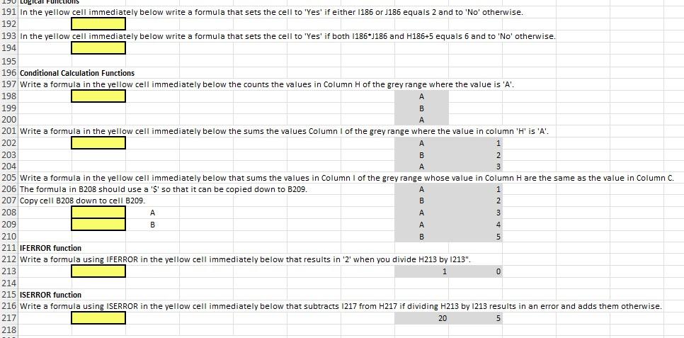 please explain and include all the functions Logical Functions 191 In the