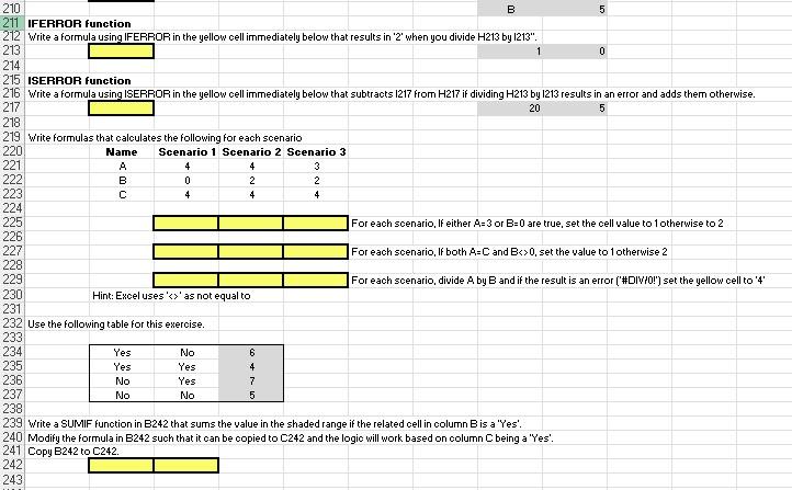 yellow cell immediately below write a formula that sets the cell to