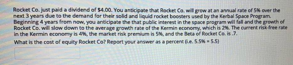 Please answer those question with round first two decimals Rocket Co. just