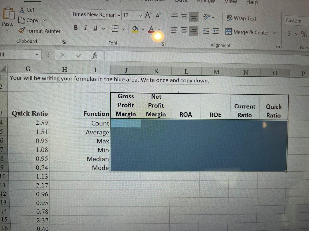 and workings in excel Logical In column H create an IF function
