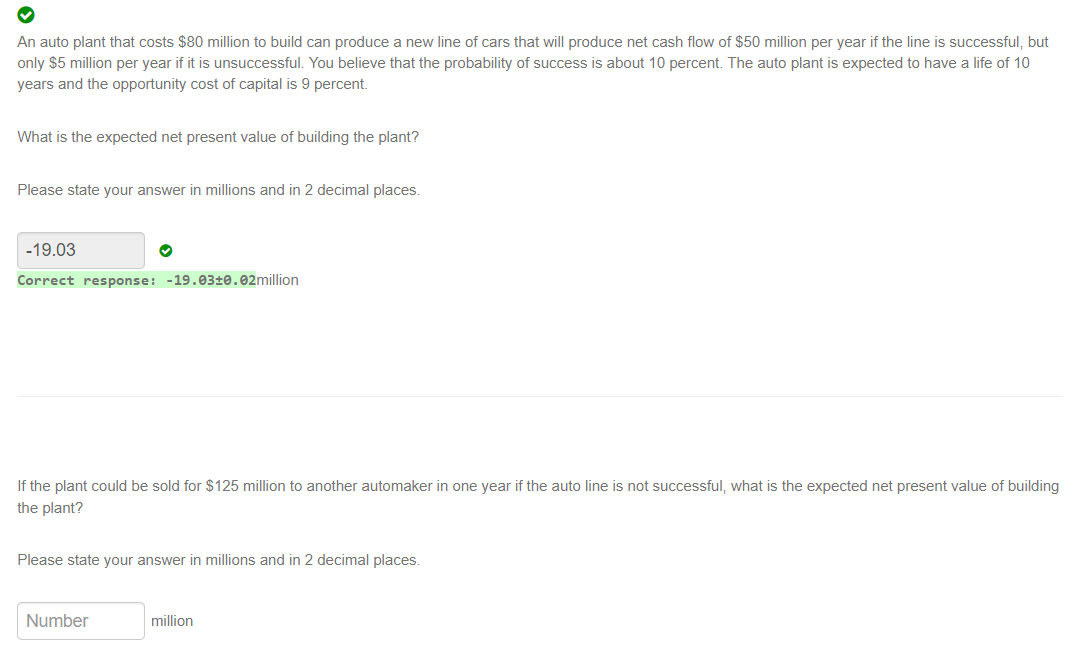 Please answer the second part B. An auto plant that costs