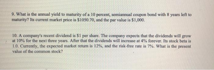 please use excel and show the formulas in the cells. 9. What
